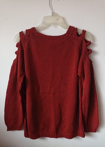 Kırmızı Örgü Uzun Kollu Kadın Kazak - Görsel 2