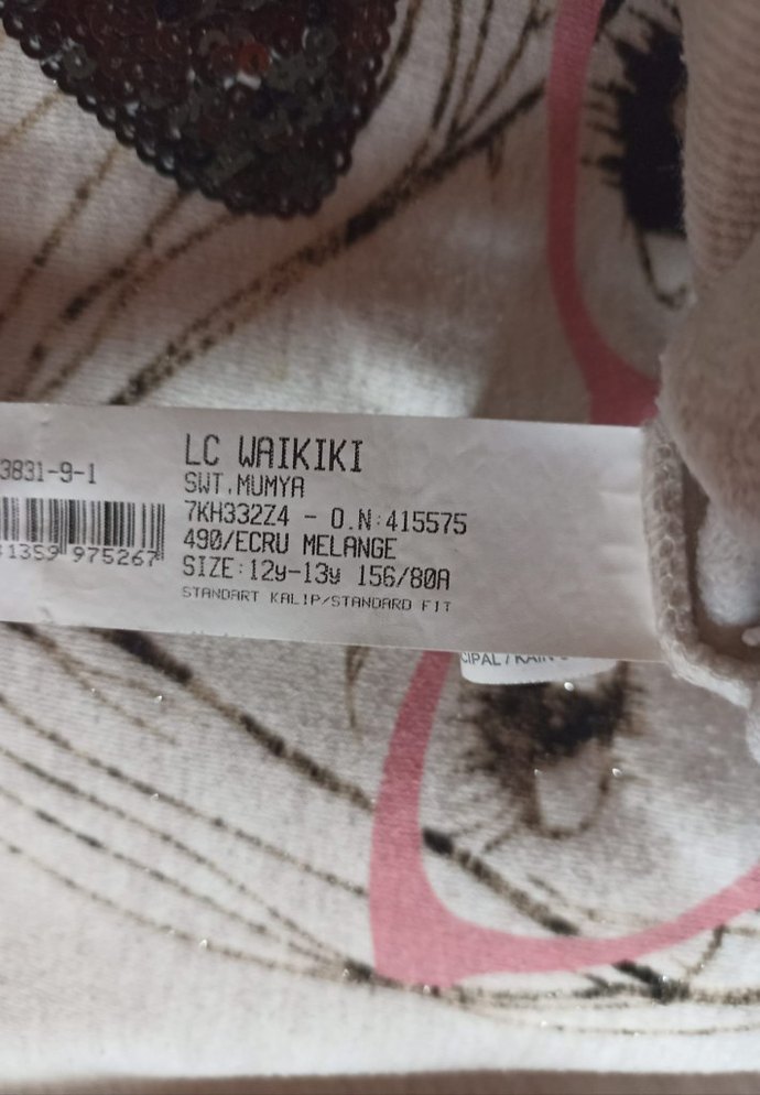 Kız Çocuk Gri Baskılı Uzun Kollu Sweatshirt - Görsel 5