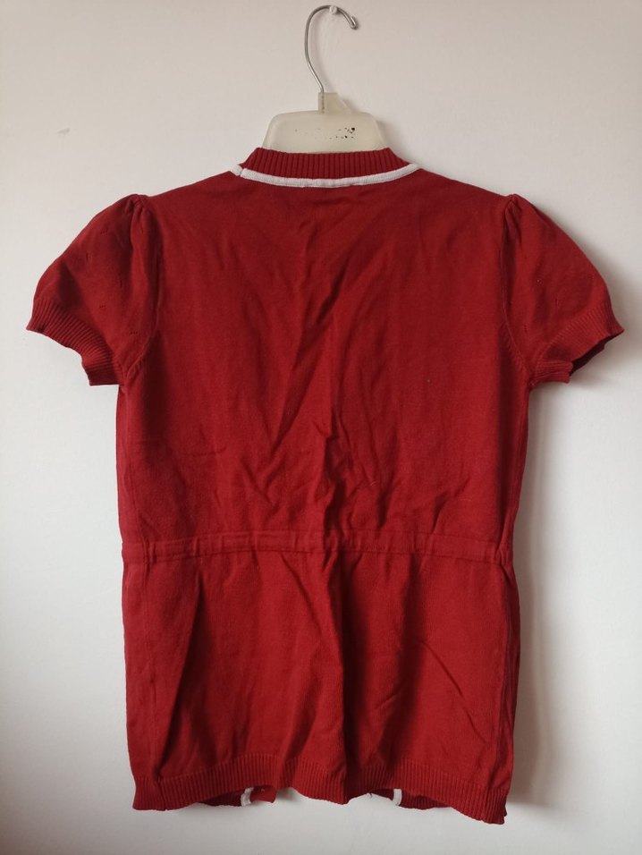 Kısa Kollu Kırmızı Kuşaklı Hırka - Görsel 2