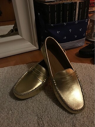 Gold deri loafer