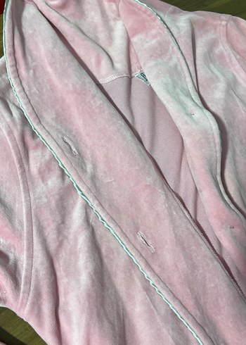 Uzun Pembe Kadın Sabahlık Bol Kesim - Görsel 7