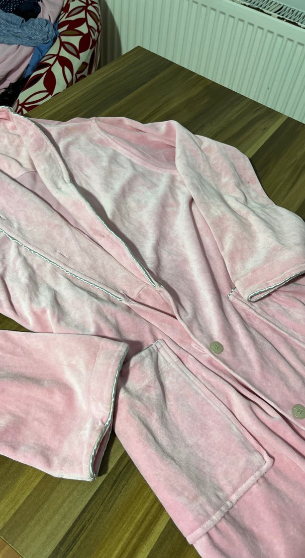 Uzun Pembe Kadın Sabahlık Bol Kesim - Görsel 2