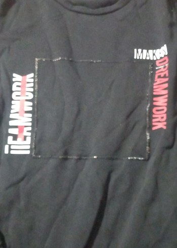 Erkek Siyah Denim Sweatshirt - Görsel 2