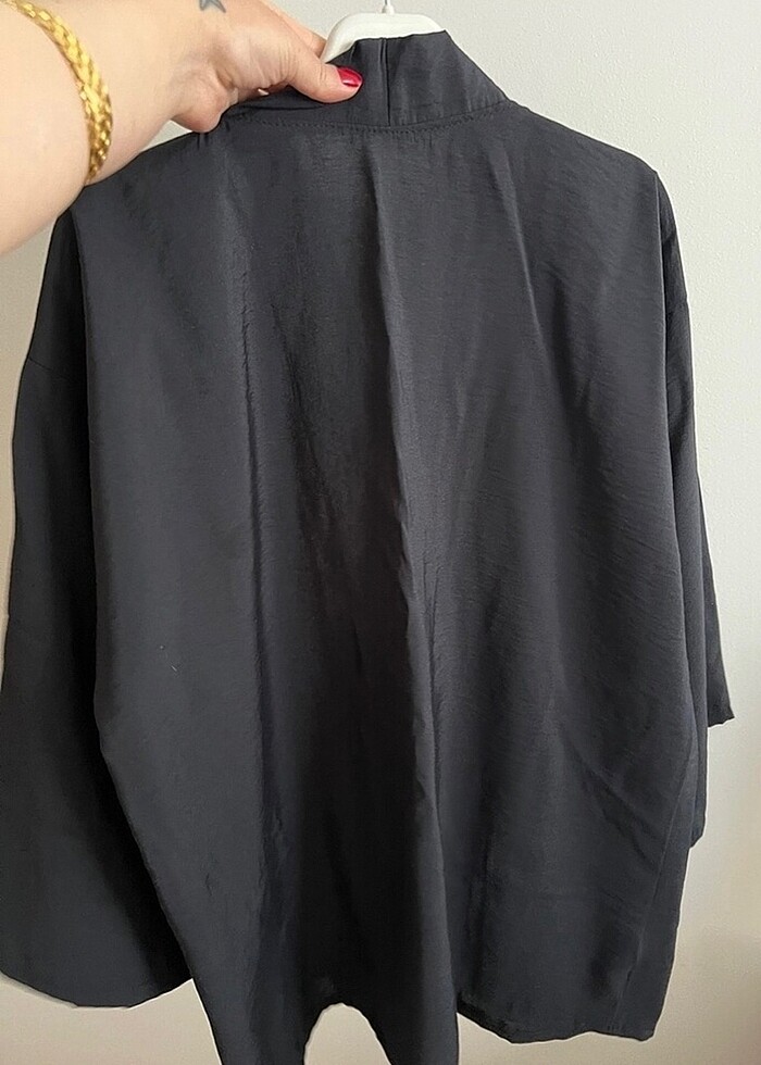 Siyah bağlamalı kimono - Görsel 4