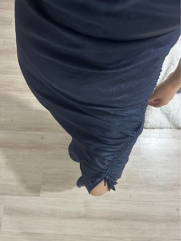 xs Beden lacivert Renk Saten elbise