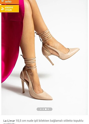 10.5 cm nude ipli bilekten bağlamalı stiletto topuklu ayakkabı