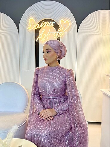 Abiye Lila&Toz pembe Tesettür abiye