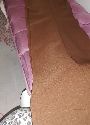 l Beden kahverengi Renk Yüksek bel kumaş pantolon