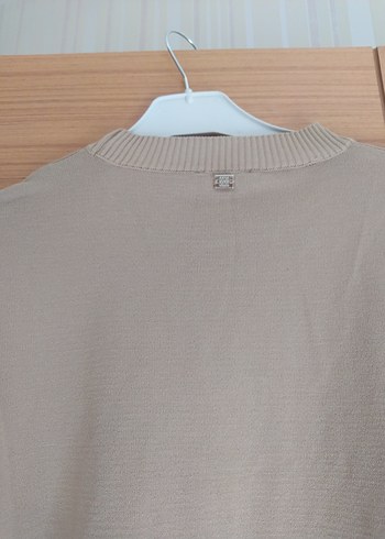 Bej Kadin Pamuklu Bisiklet Yaka Kazak - Görsel 4