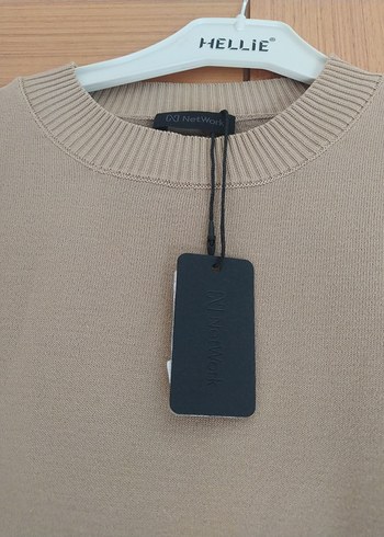 Bej Kadin Pamuklu Bisiklet Yaka Kazak - Görsel 2