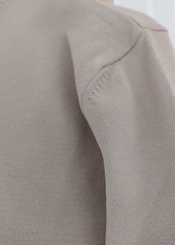 Bej Kadin Pamuklu Bisiklet Yaka Kazak - Görsel 3