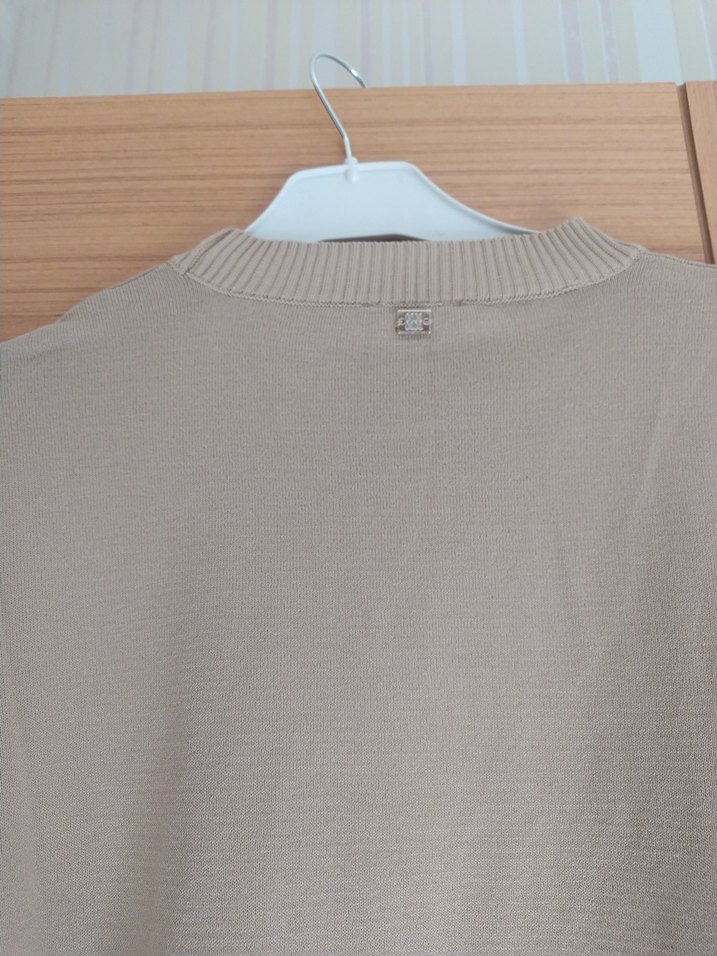 Bej Kadin Pamuklu Bisiklet Yaka Kazak - Görsel 4