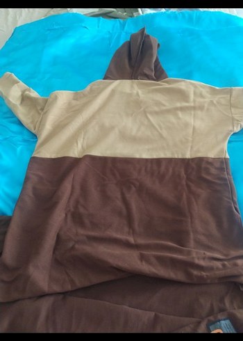 Kahverengi Kapüşonlu Oversize Sweatshirt ve alt takim - Görsel 4