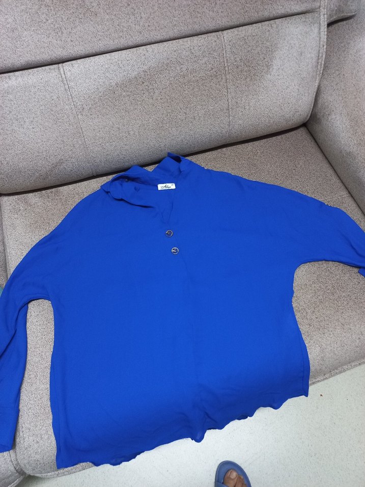 Lacivert Düğmeli Hamile Bluzu - Görsel 4