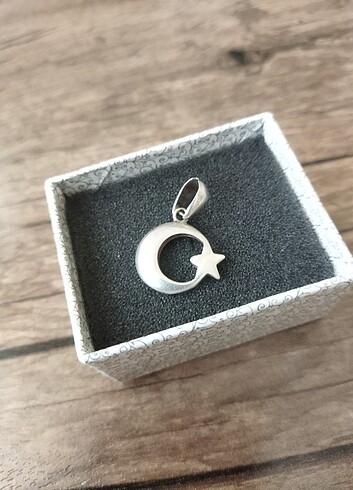Sterling silver Ay yıldız 925 ayar gümüş kolye ucü.