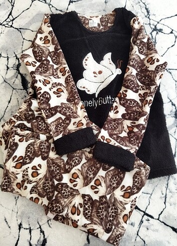 Bayan leoparlı polar pijama takımı 