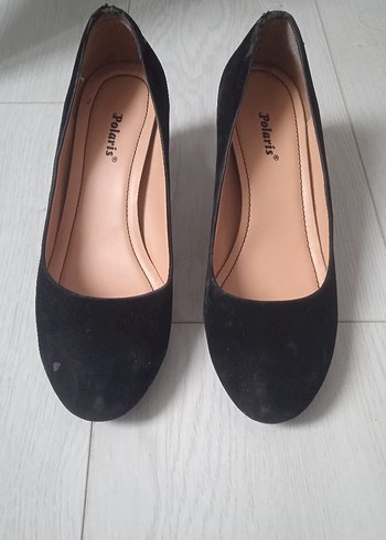 POLARİS Siyah Süet Tokalı Kadın Topuklu Ayakkabı - Görsel 3