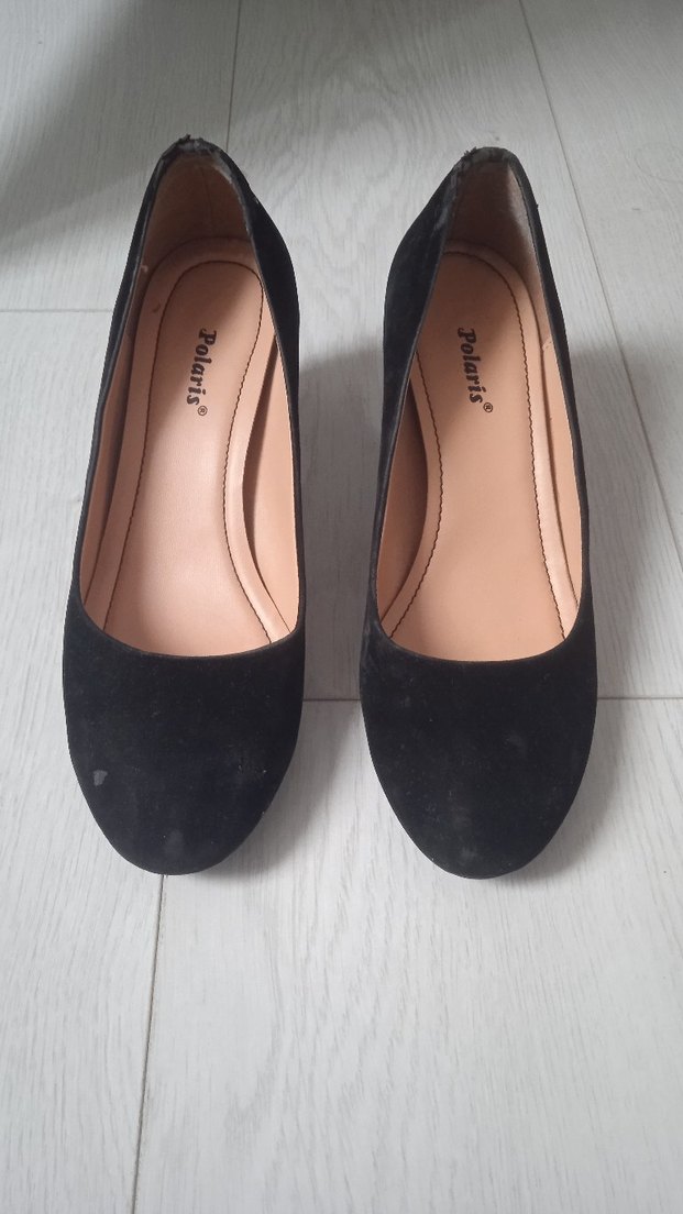 POLARİS Siyah Süet Tokalı Kadın Topuklu Ayakkabı - Görsel 3