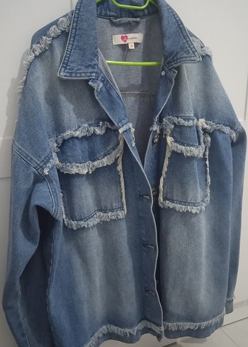 Düğmeli Mavi Denim Kadın Ceket - Görsel 2
