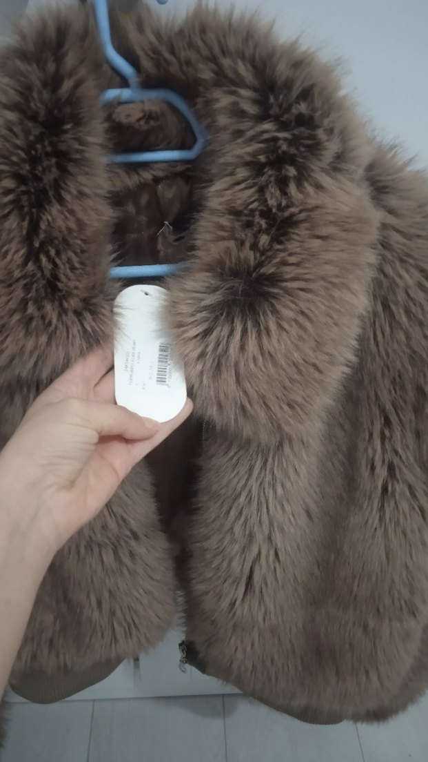 ETİKETLİ SIFIR ÜRÜN.Kahverengi Kadın Suni Kürk Ceket - Görsel 3