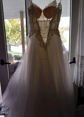 Askılı Straplez Uzun Beyaz Prenses Gelinlikler - Görsel 5