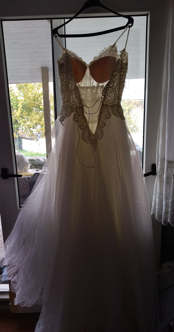 Askılı Straplez Uzun Beyaz Prenses Gelinlikler - Görsel 5