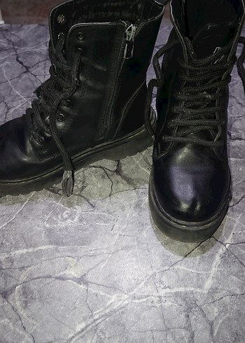 Siyah Deri Platform Topuklu çocuk botu - Görsel 3