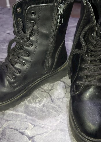 Siyah Deri Platform Topuklu çocuk botu - Görsel 7