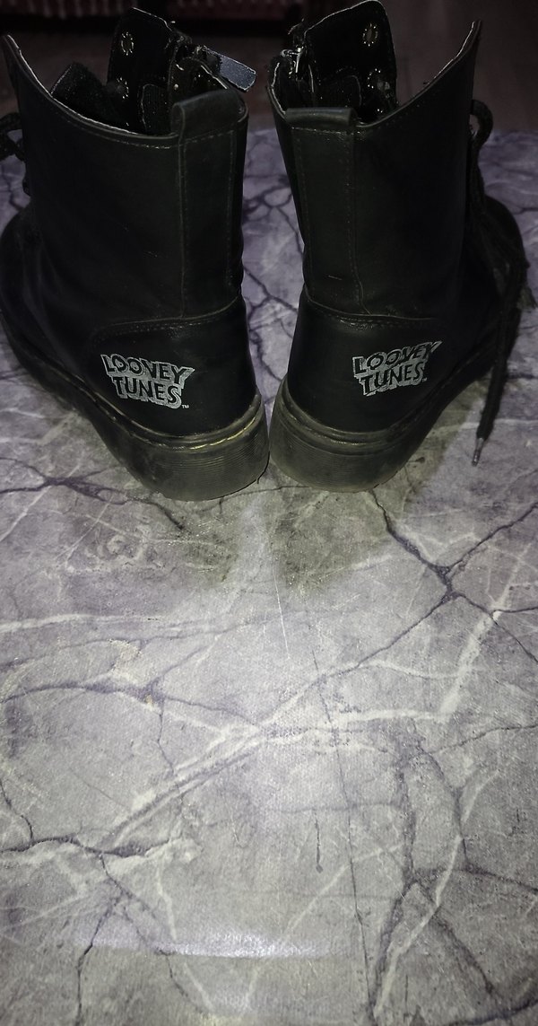 Siyah Deri Platform Topuklu çocuk botu - Görsel 5