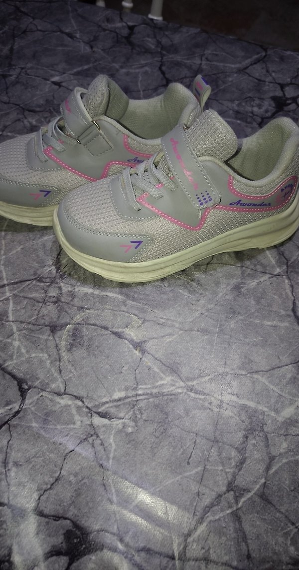 Kız Çocuk Gri Spor Ayakkabı - Cırt Cırtlı - Görsel 3