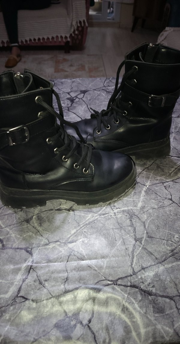 Siyah Platform Topuklu Gotik Kadın Botları - Görsel 4