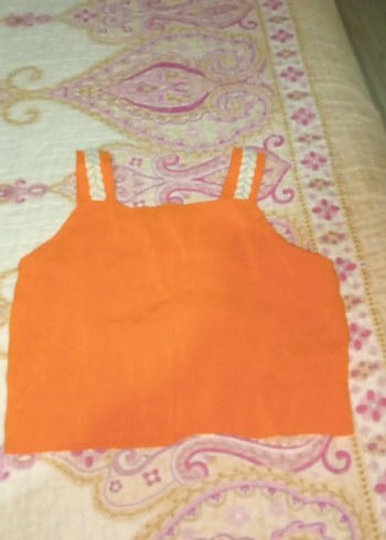 Turuncu Düğmeli Kız Çocuk Askılı Crop Top - Görsel 5