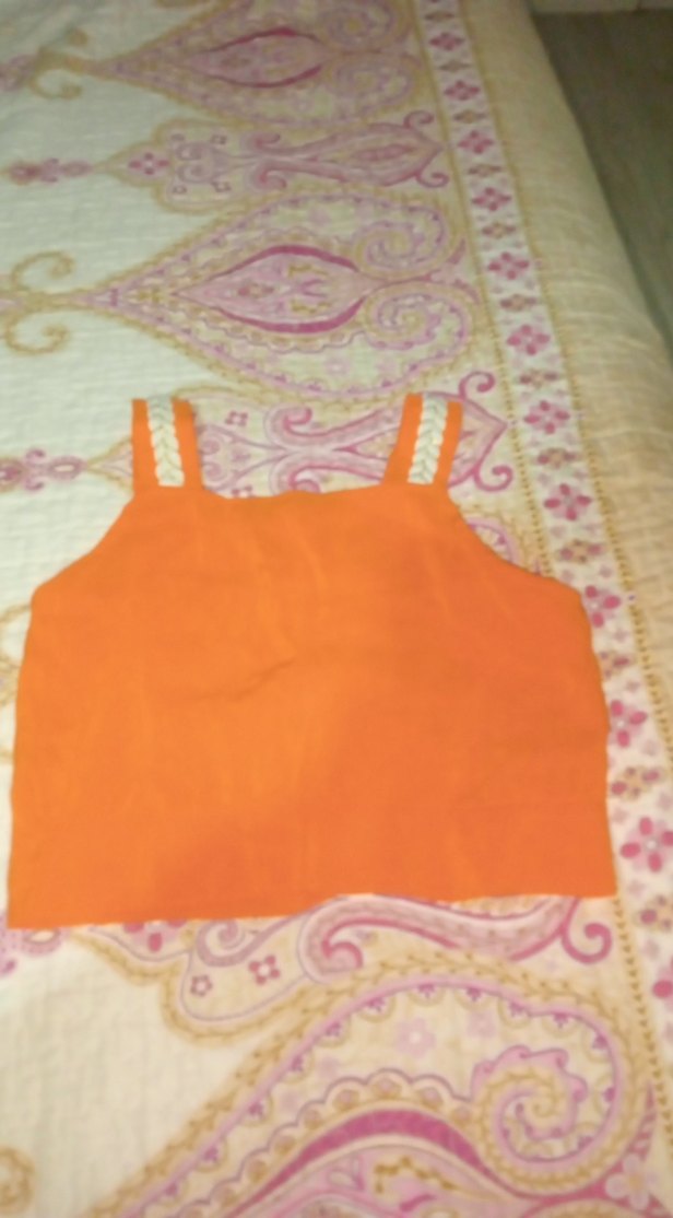 Turuncu Düğmeli Kız Çocuk Askılı Crop Top - Görsel 5