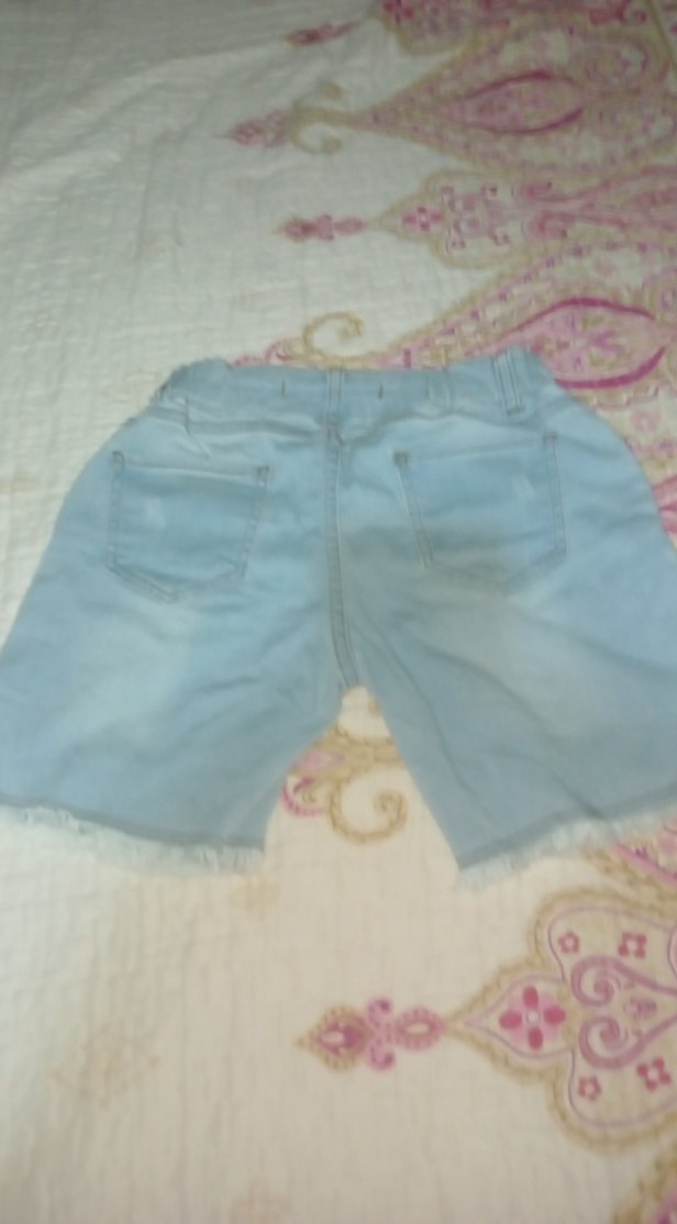 Boncuk Detaylı Mavi Mini Kot Şort - Görsel 5