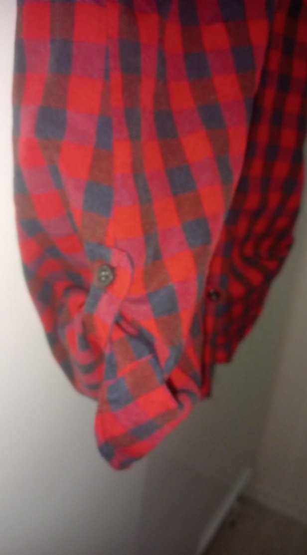 Kırmızı Düğmeli Uzun Kollu Kadın Gömlek - Görsel 5