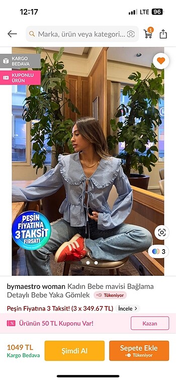 Kadın mavi gömlek