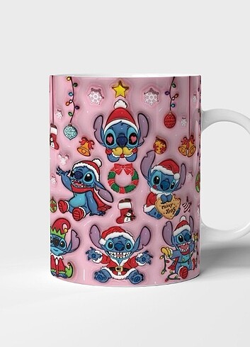 Stitch Yılbaşı 3D Tasarım Kupa 