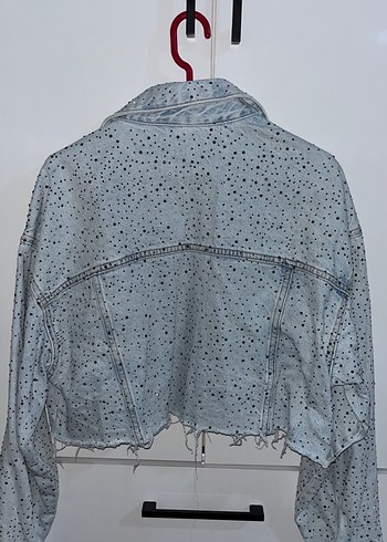 Koton Kadın mavi taşlı Midi Denim Ceket