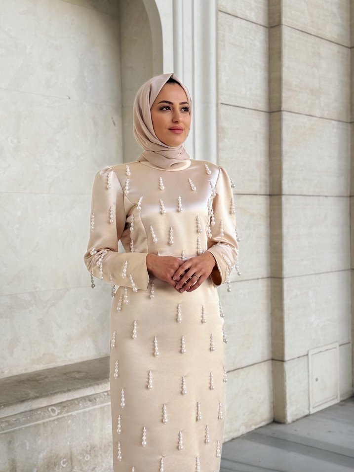 Beyaz Uzun Kollu Salaş Elbise - Görsel 2