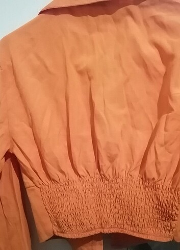 l Beden turuncu Renk Turuncu belden lastikli crop gömlek