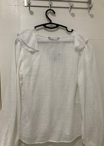 Kadın Beyaz Bohem Fırfırlı V Yaka Gömlek - Görsel 2