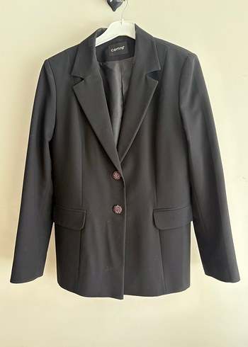 Düğmeli Siyah Kadın Blazer Ceket