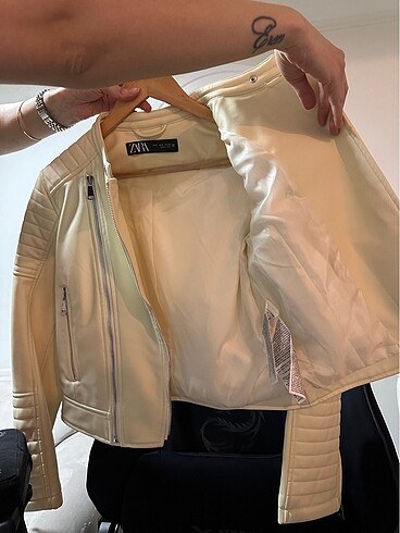 ZARA KREM DERİ CEKET