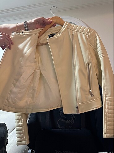 Zara ZARA KREM DERİ CEKET