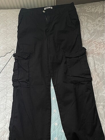 Pull and Bear Siyah bol paça pantolon