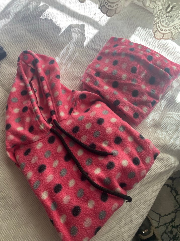 Kız  Pembe Kapüşonlu pijama takımı - Görsel 2