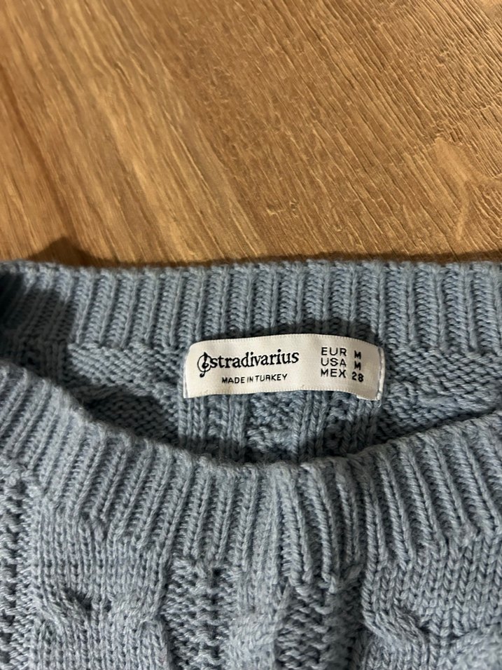 Gri-Mavi Örgü Kadın Triko Kazak - Görsel 2