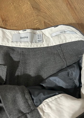 Gri Kemerli Kadın Keten Kumaş Pantolon - Görsel 3