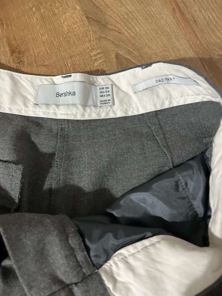 Gri Kemerli Kadın Keten Kumaş Pantolon - Görsel 3