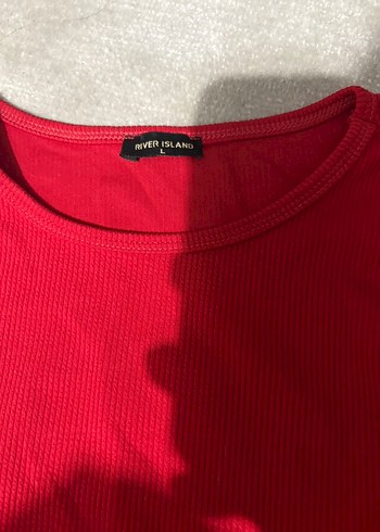 l Beden Kırmızı Mini Pullu Crop Top